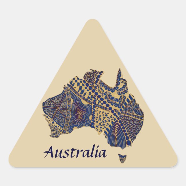 Pegatina Triangular Australia dibuja mapa decorativo de dibujos (Anverso)