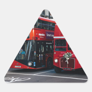 Pegatina Triangular Autobuses Red Double Decker