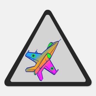 Pegatina Triangular Avión de combate a reacción retro Corey Tiger 80s