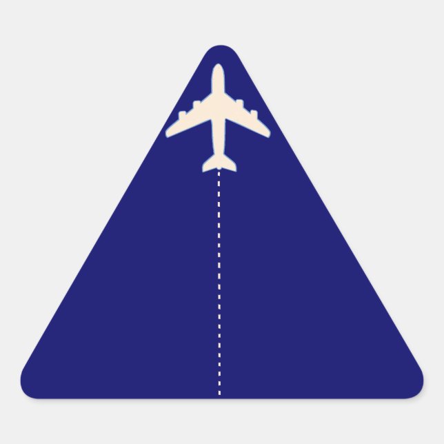 Pegatina Triangular avión de viaje con línea de puntos (Anverso)