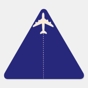 Pegatina Triangular avión de viaje con línea de puntos