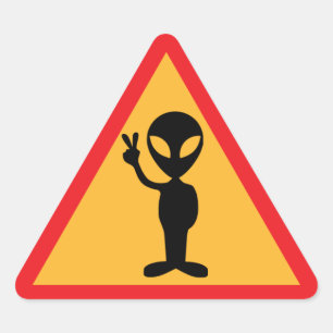 Pegatina Triangular Aviso de Alien