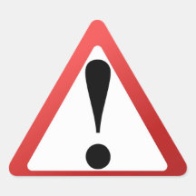 Aviso de exclamación rojo, negro y blanco