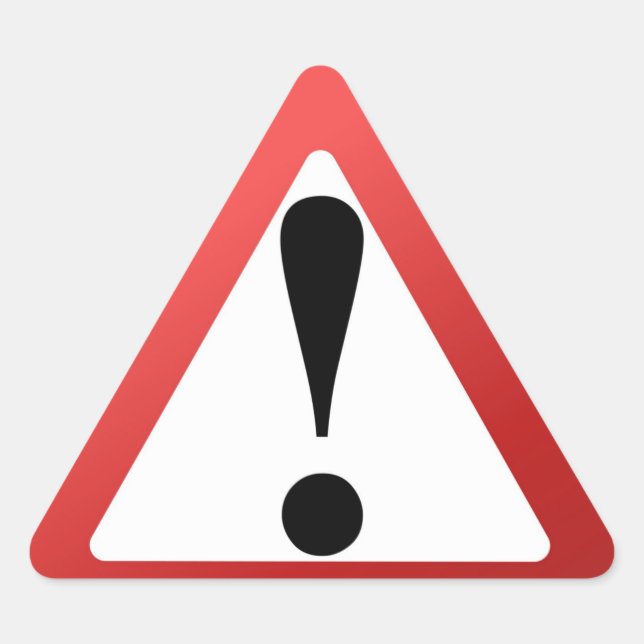 Pegatina Triangular Aviso de exclamación rojo, negro y blanco (Anverso)