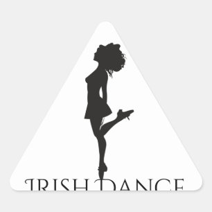 Pegatina Triangular Bailarina irlandesa zapato duro danza negra y blan