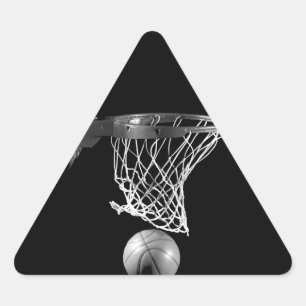 Pegatina Triangular Baloncesto blanco y negro