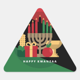 Pegatina Triangular banda diagonal Happy Kwanzaa