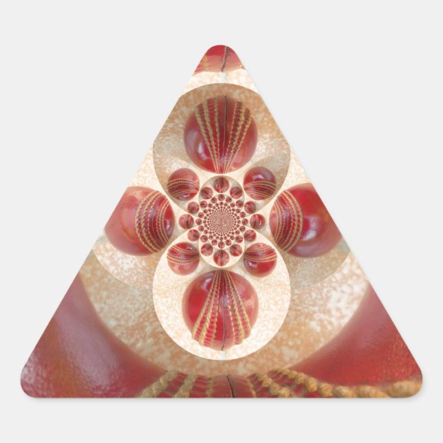 Pegatina Triangular Bandejas de cricket rojas resumen diseño de impres (Anverso)