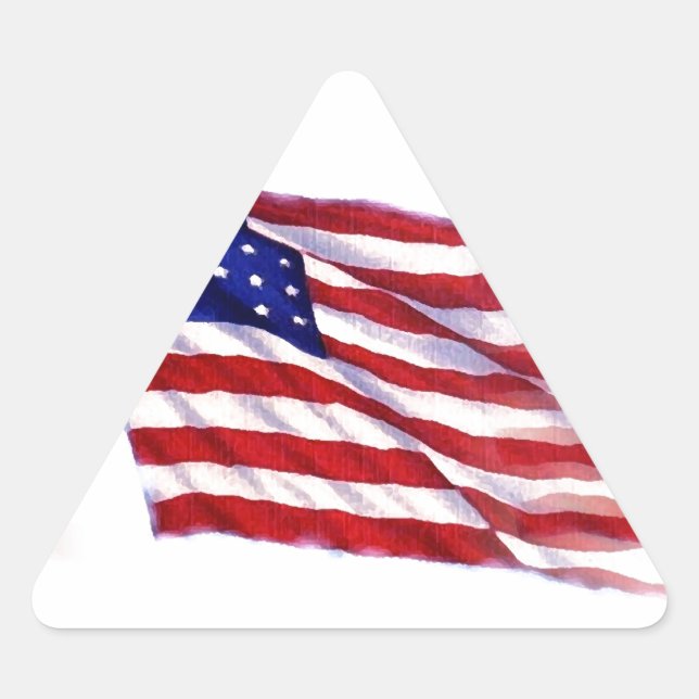 Pegatina Triangular Bandera de Estados Unidos ondeando (Anverso)