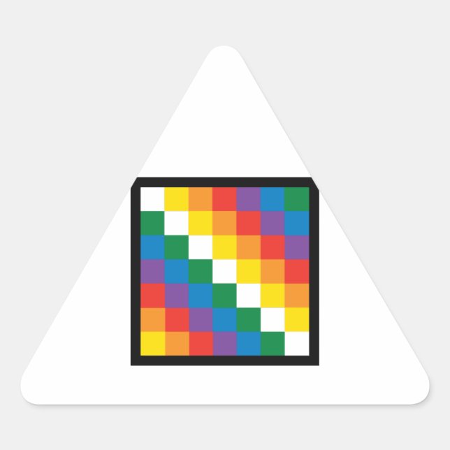 PEGATINA TRIANGULAR BANDERA DE WIPHALA BOLIVIA (Anverso)