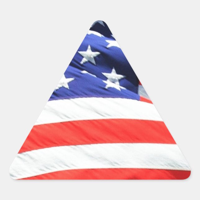 Pegatina Triangular Bandera estadounidense, puedes agregar texto y sub (Anverso)