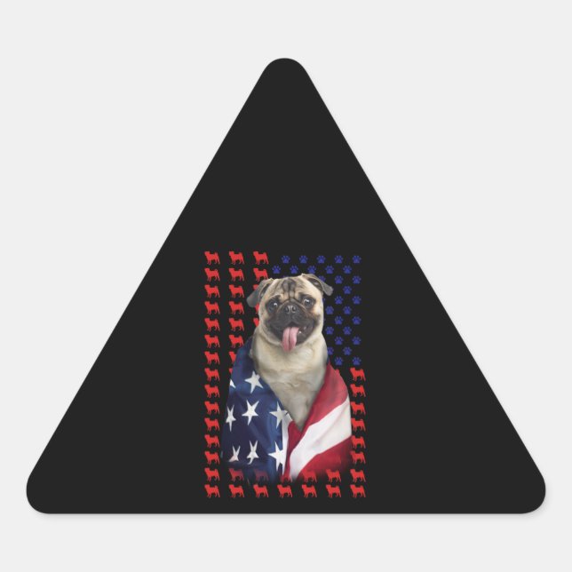 Pegatina Triangular Bandera estadounidense Puggy USA (Anverso)