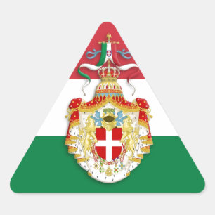 Pegatina Triangular Bandera italiana con las insignias del Reino de