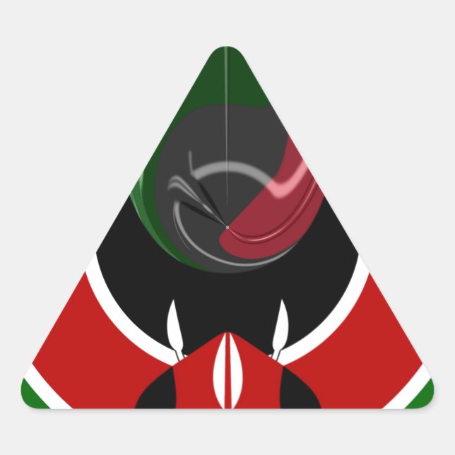 Pegatina Triangular Bandera keniana fluida: Un diseño moderno (Anverso)