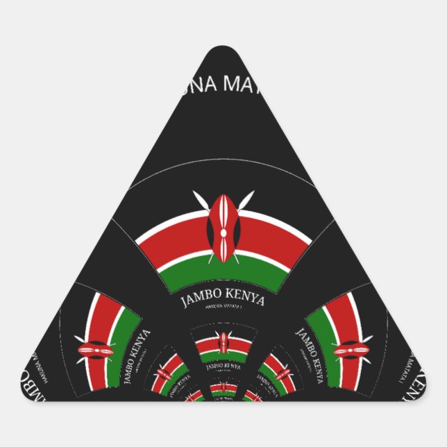 Pegatina Triangular Bandera keniana inspiró arte de bienvenida a Jambo (Anverso)