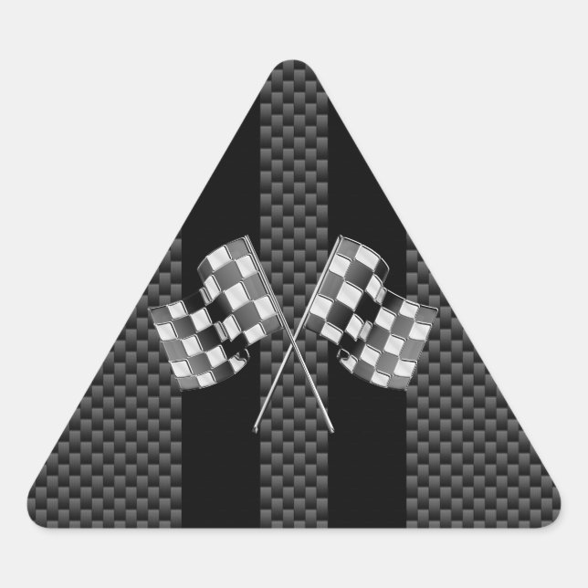 Pegatina Triangular Banderas de Carreras en franjas negras estilo fibr (Anverso)