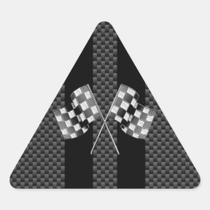 Pegatina Triangular Banderas de Carreras en franjas negras estilo fibr