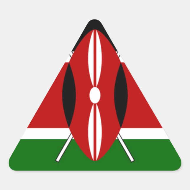 Pegatina Triangular Banderas del Kenyan de Kenia (Anverso)