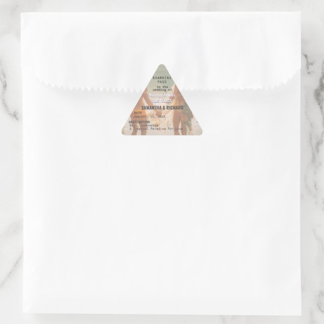 Pegatina Triangular Beach Wedding Boarding Pass Romantic  (Bolso)