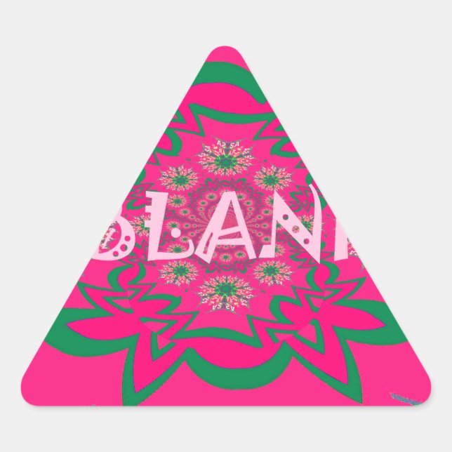Pegatina Triangular Bebé en blanco Vivid Pink Floral Purple Shade Mono (Anverso)
