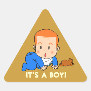 Pegatina Triangular Bebé pelirrojo lindo