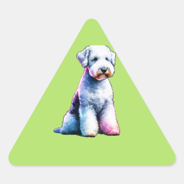 Pegatina Triangular Bedington Terrier Dog (Anverso)