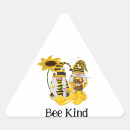 Pegatina Triangular Bee Kind Gnome Pegatinas de girasol personalizable
