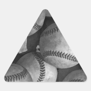 Pegatina Triangular Béisbol blanco y negro