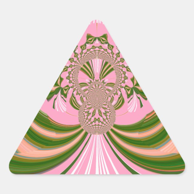 Pegatina Triangular Bella bebé rosa verde y blanco Kaleidoscopio (Anverso)