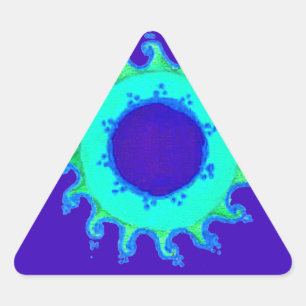 Pegatina Triangular Bella pintura de aceite de arte floral azul irland