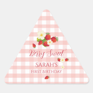 Pegatina Triangular Berry Sweet Strawberry Favor Gift 1st Birthday 