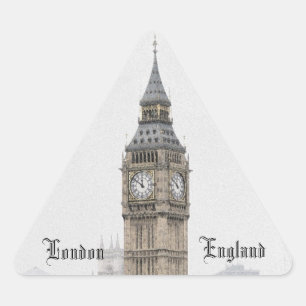Pegatina Triangular Big Ben London (acuarela)