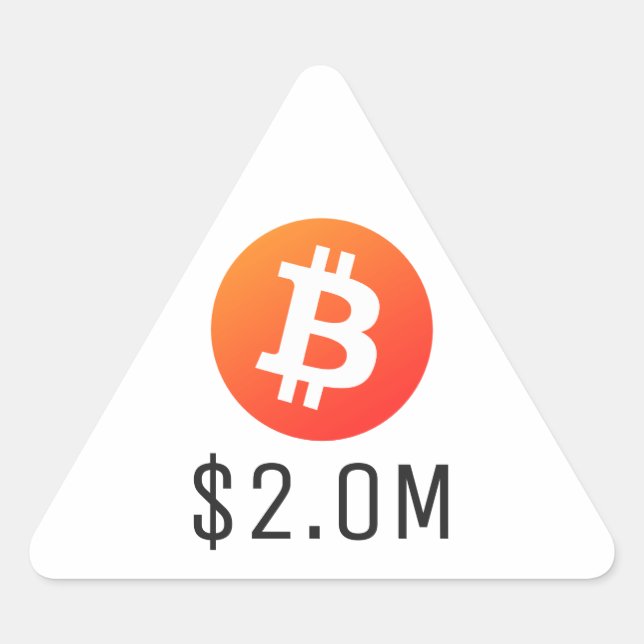 Pegatina Triangular Bitcoin Up $2,000,000 ($2.0 millones) Dos Millones (Anverso)