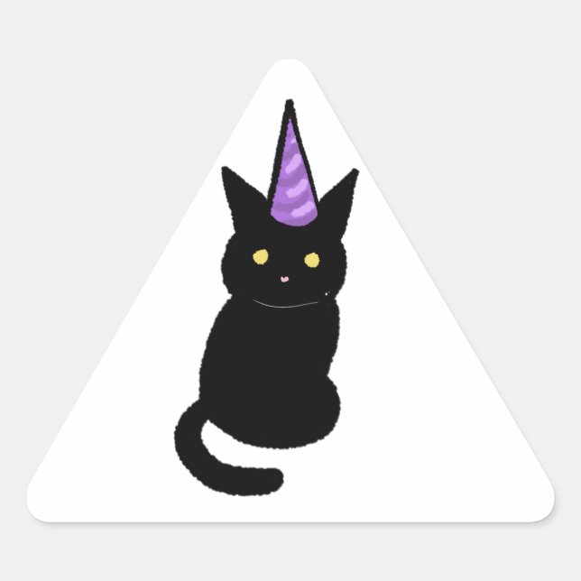 Pegatina Triangular Black  Cat Celebration Sticker (Anverso)
