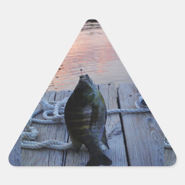 Pegatina Triangular Bluegill al atardecer Lago Arrowhead (Anverso)