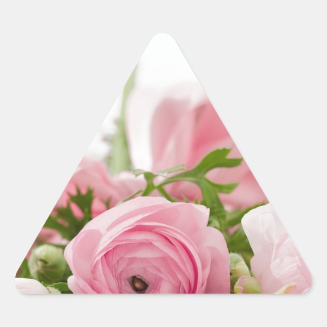 Pegatina Triangular Boda romántico Amor Flor rosa suave Bouquet (Anverso)