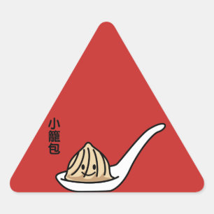 Pegatina Triangular Bollo chino de Dim Sum de la bola de masa hervida