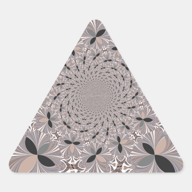 Pegatina Triangular Bonito kaleidoscopio gris de ceniza sin fisuras (Anverso)