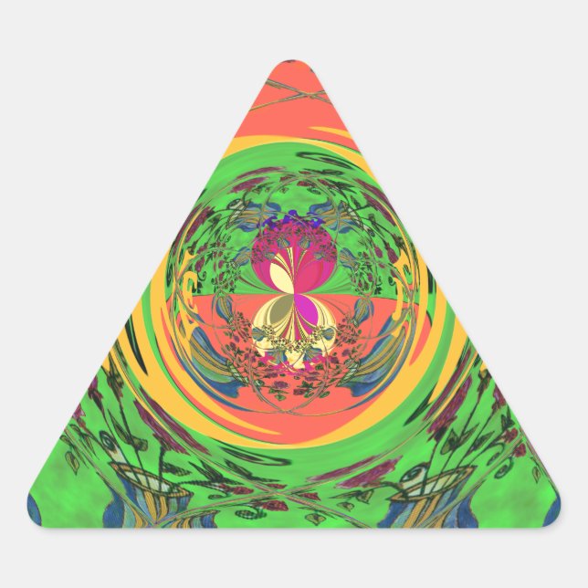 Pegatina Triangular Bonito y encantador diseño de impresión de arte fl (Anverso)