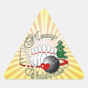 PEGATINA TRIANGULAR BOWLER / BOWLLING MERRY NAVIDAD