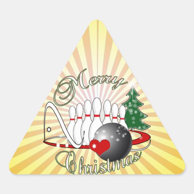 PEGATINA TRIANGULAR BOWLER / BOWLLING MERRY NAVIDAD (Anverso)