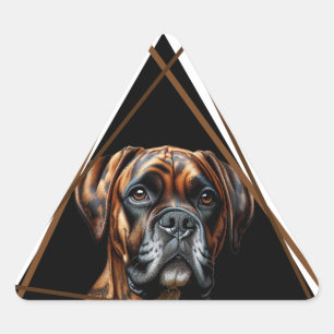 Pegatina Triangular Boxeador de Brindle Marrón y Negro