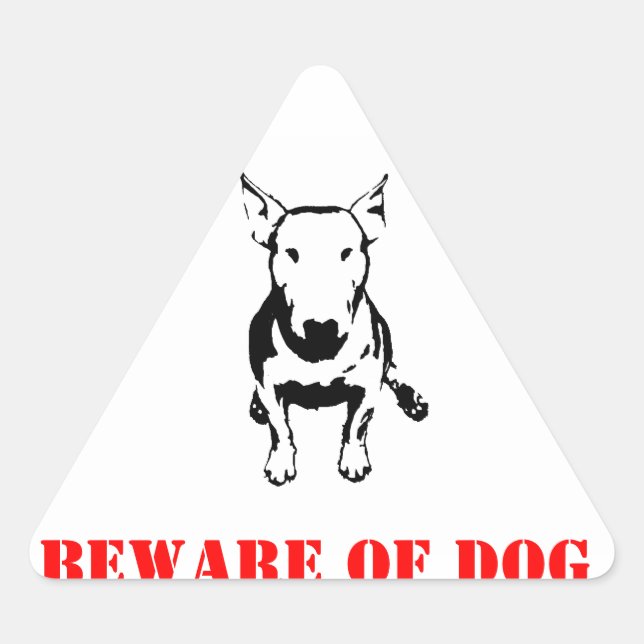 PEGATINA TRIANGULAR BULL TERRIER STICK (Anverso)