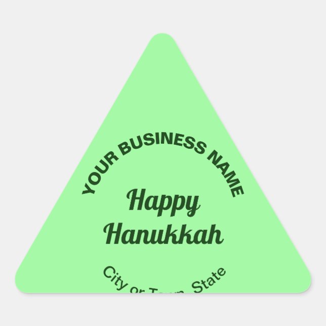 Pegatina Triangular Business Hanukkah saludo sobre verde claro (Anverso)