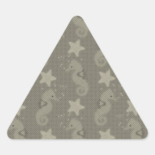 Pegatina Triangular Caballo De Mar Antiguo Y Patrón De Starfish