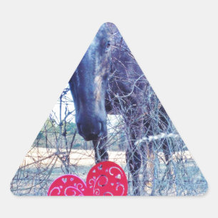 Pegatina Triangular Caballo y corazón