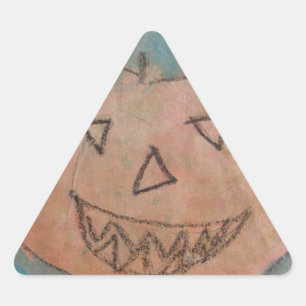 Pegatina Triangular Calabaza sonriente, acuarela de arte para niños de