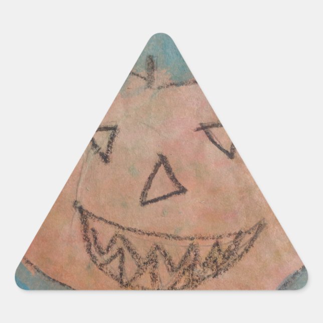 Pegatina Triangular Calabaza sonriente, acuarela de arte para niños de (Anverso)