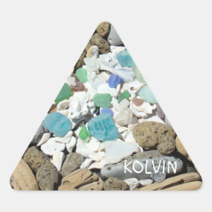 Pegatina Triangular Calcomanías de nombre personalizado Monograma de t