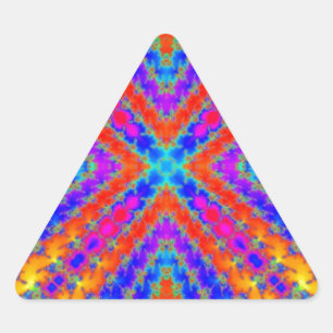 Pegatina Triangular caleidoscopio de arte fractal coloreado